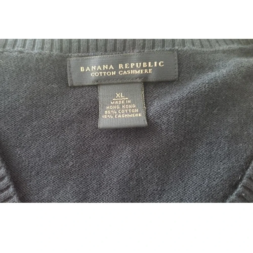 Banana Republic Cashmere Blnd Argyle Sweater High V-Neck‎ Pullover Men Sz XL